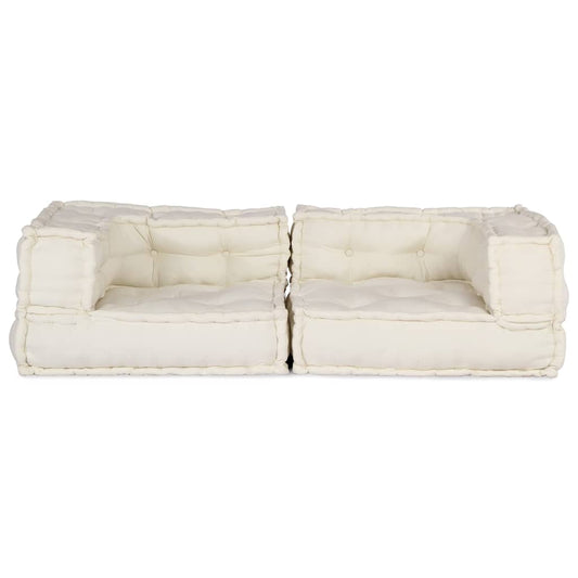Pouf Modular Creme 140x70x36 cm Stoff