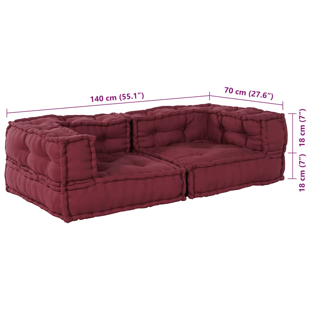 Pouf Modular Kastanienbraun 140x70x36 cm Stoff