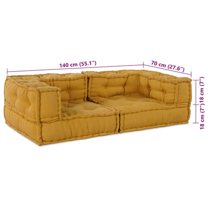 Pouf Modular Gelb 140x70x36 cm Stoff