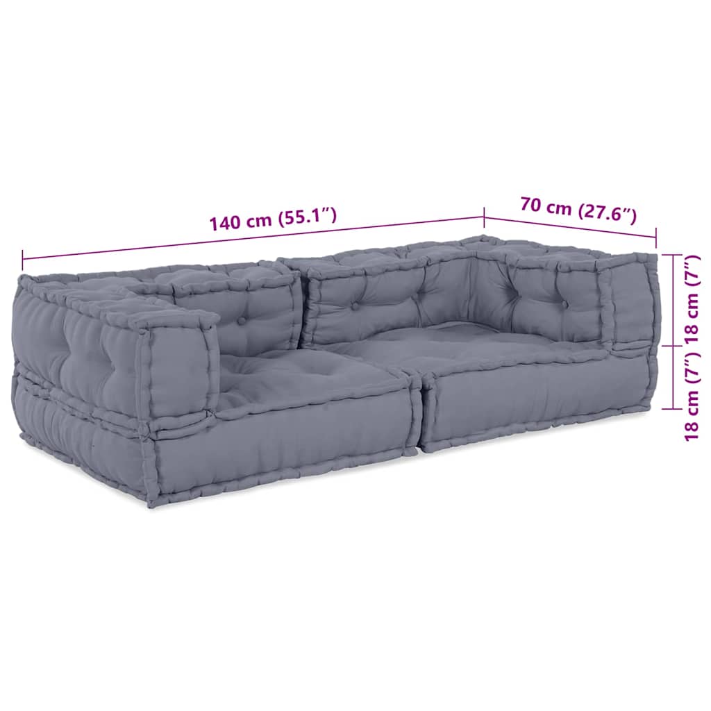 Kissen Grau 140 x 70 x 36 cm Polyester