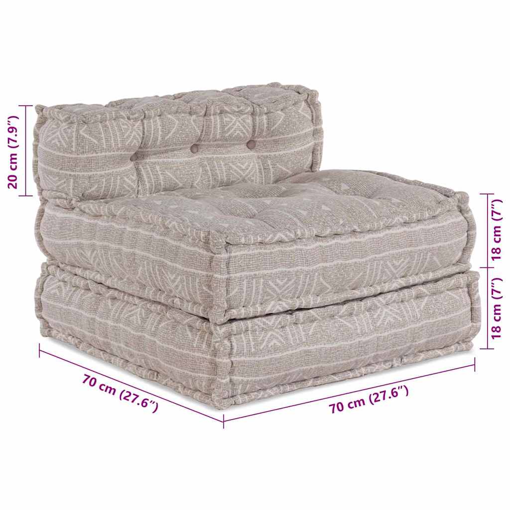 Pouffe Geometrisch Hellbraun 70 x 70 x 54 cm Stoff