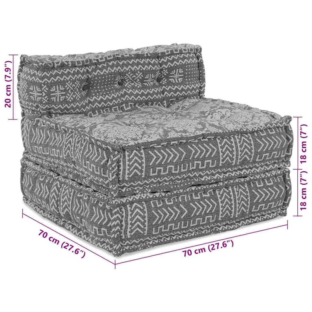 Pouffe Geometrisch Hellgrau 70 x 70 x 54 cm Stoff