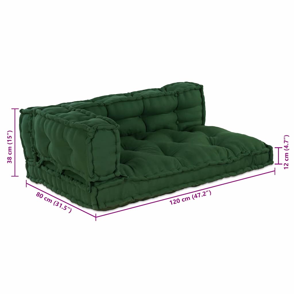 Pallet Sofa Kissen 3 pcs Grün Stoff