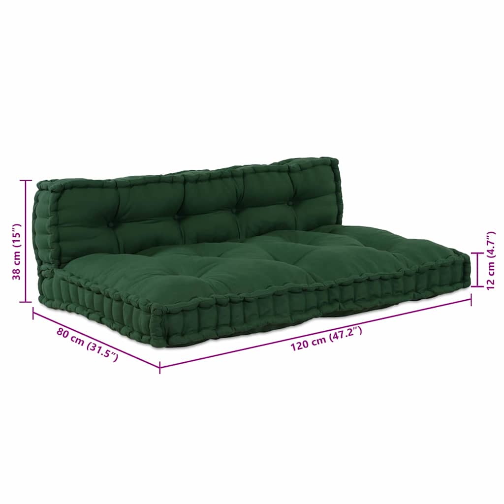 Pallet Sofa Kissen 2 pcs Grün Stoff