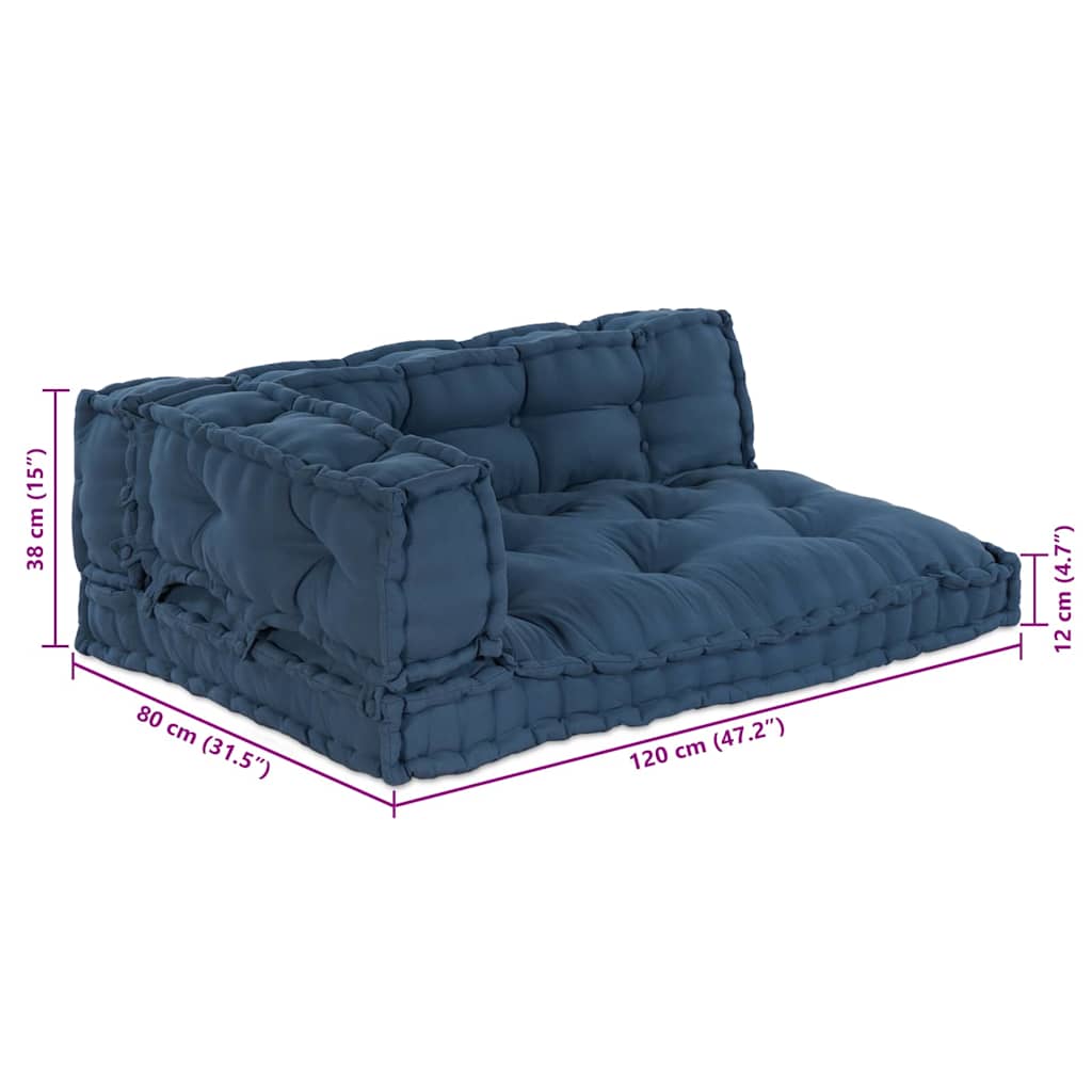 Pallet Sofa Kissen 3 pcs Indigo Stoff
