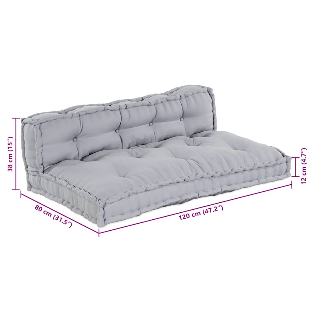Pallet Sofa Kissen 2 pcs Grau Stoff