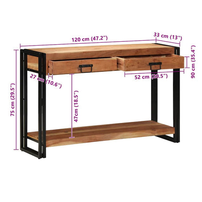 Konsolentisch Braun 120 x 33 x 75 cm Akazie Massivholz