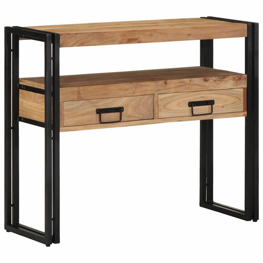 Konsolentisch mit Regal Braun 90 x 33 x 75 cm Massivholz Akazie