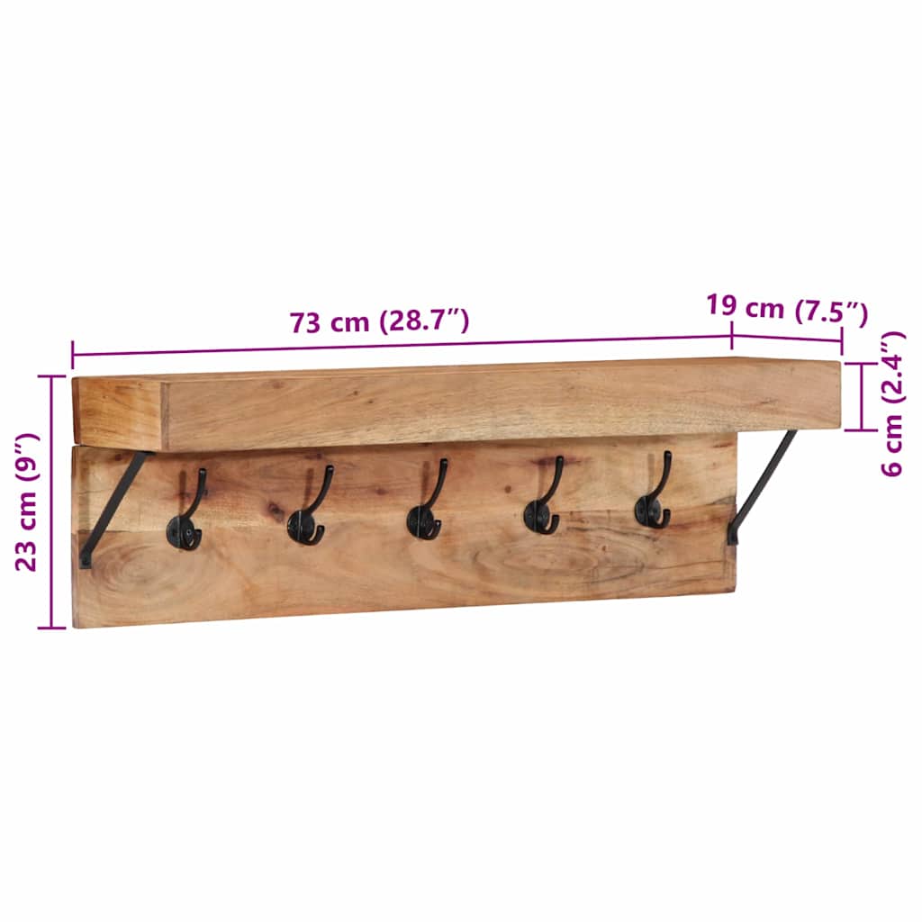 Garderobenständer Braun 73 x 19 x 23 cm Massivholz Akazie