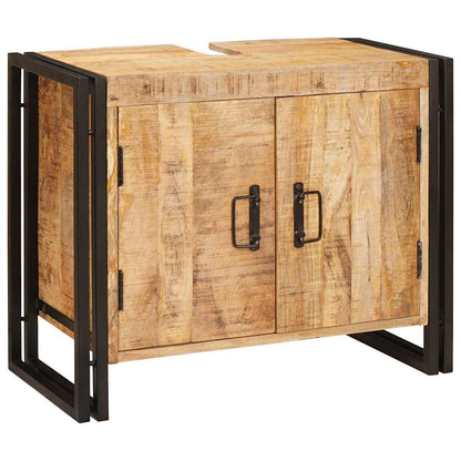 Waschbeckenunterschrank mit Tür Massivholz Mangoholz und Eisen