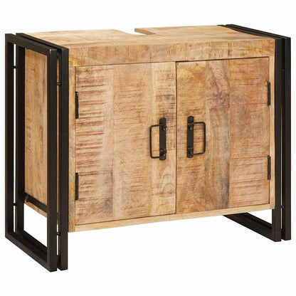 Waschbeckenunterschrank mit Tür Massivholz Mangoholz und Eisen