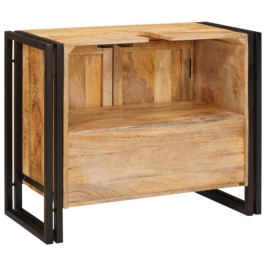 Waschbeckenunterschrank mit Tür Massivholz Mangoholz und Eisen