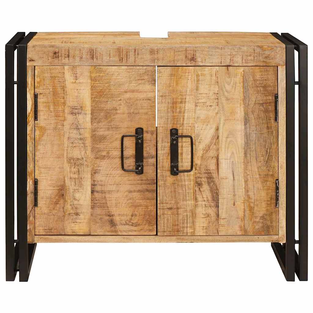 Waschbeckenunterschrank mit Tür Massivholz Mangoholz und Eisen