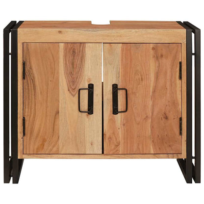 Waschbeckenunterschrank mit Tür Massivholz Akazie und Eisen