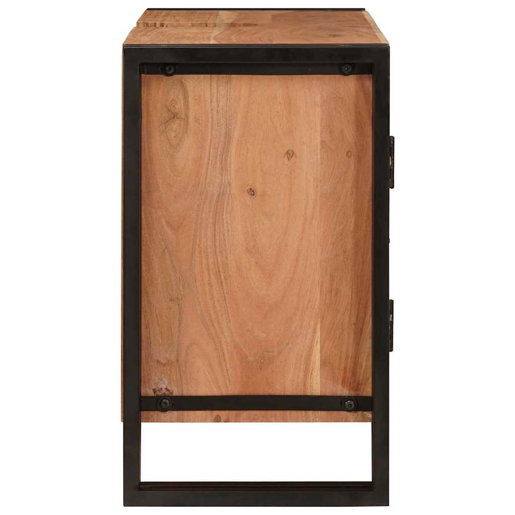 Waschbeckenunterschrank mit Tür Massivholz Akazie und Eisen