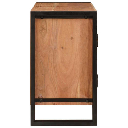 Waschbeckenunterschrank mit Tür Massivholz Akazie und Eisen