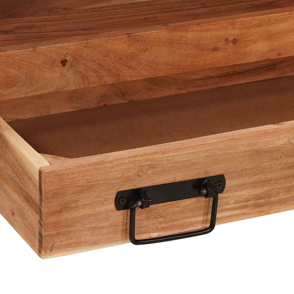 Waschbeckenunterschrank mit Regal Massivholz Akazie und Eisen