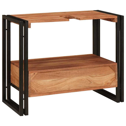 Waschbeckenunterschrank mit Regal Massivholz Akazie und Eisen