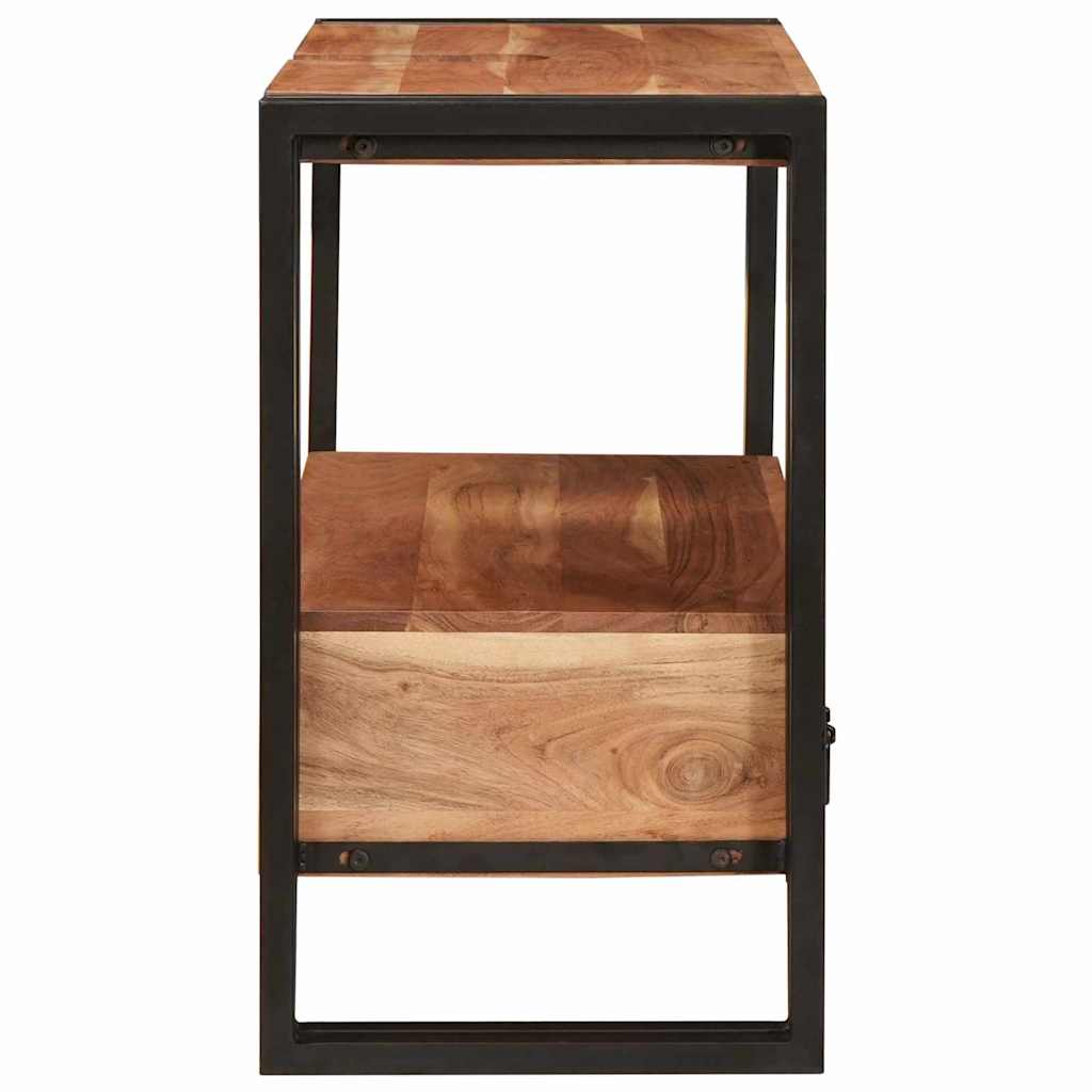 Waschbeckenunterschrank mit Regal Massivholz Akazie und Eisen