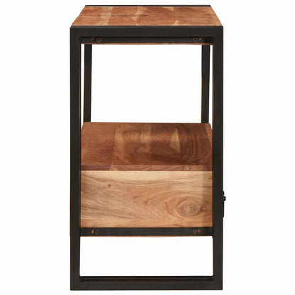 Waschbeckenunterschrank mit Regal Massivholz Akazie und Eisen
