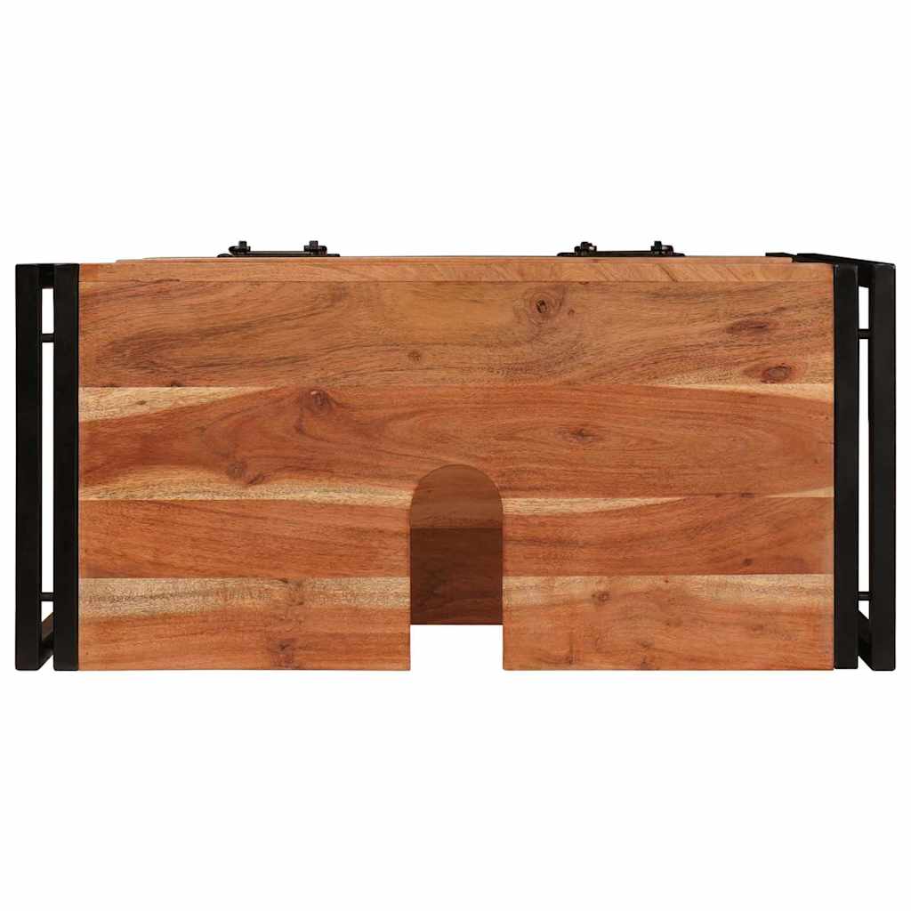 Waschbeckenunterschrank mit Regal Massivholz Akazie und Eisen