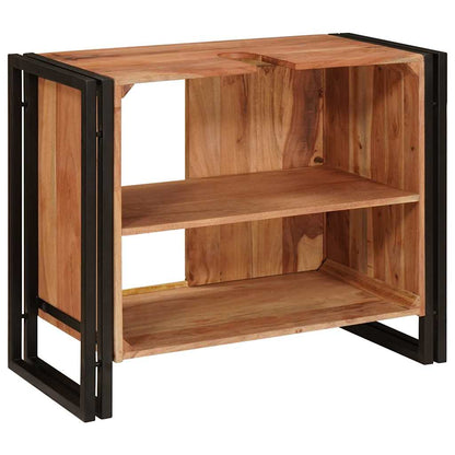 Waschbeckenunterschrank mit Tür Massivholz Akazie und Eisen