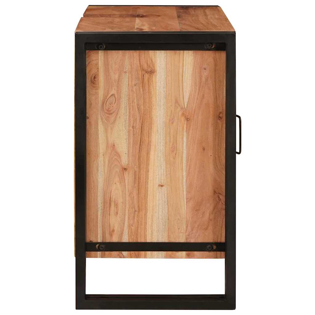 Waschbeckenunterschrank mit Tür Massivholz Akazie und Eisen