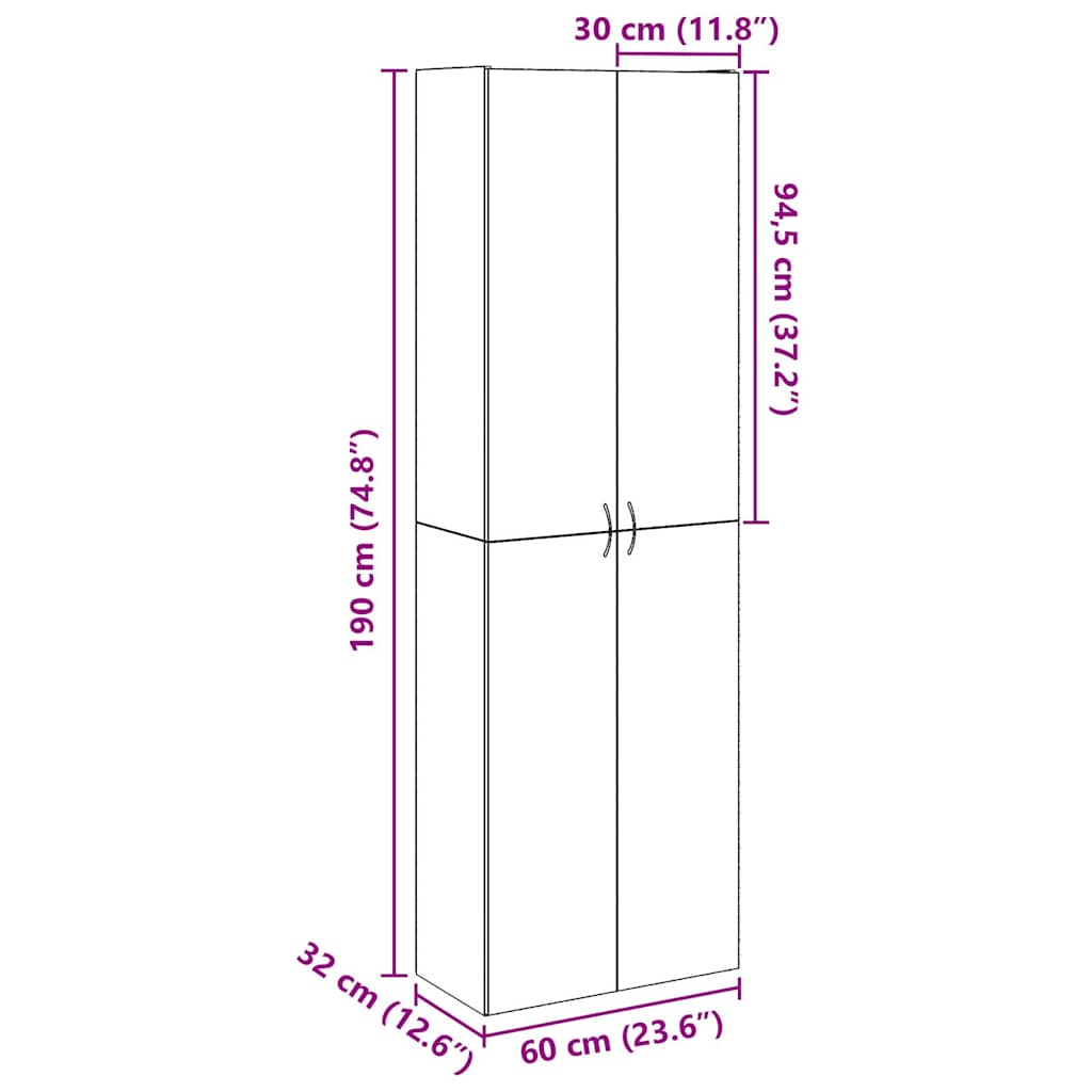 Highboard Artisan Eg 60x32x190 cm Træmateriale