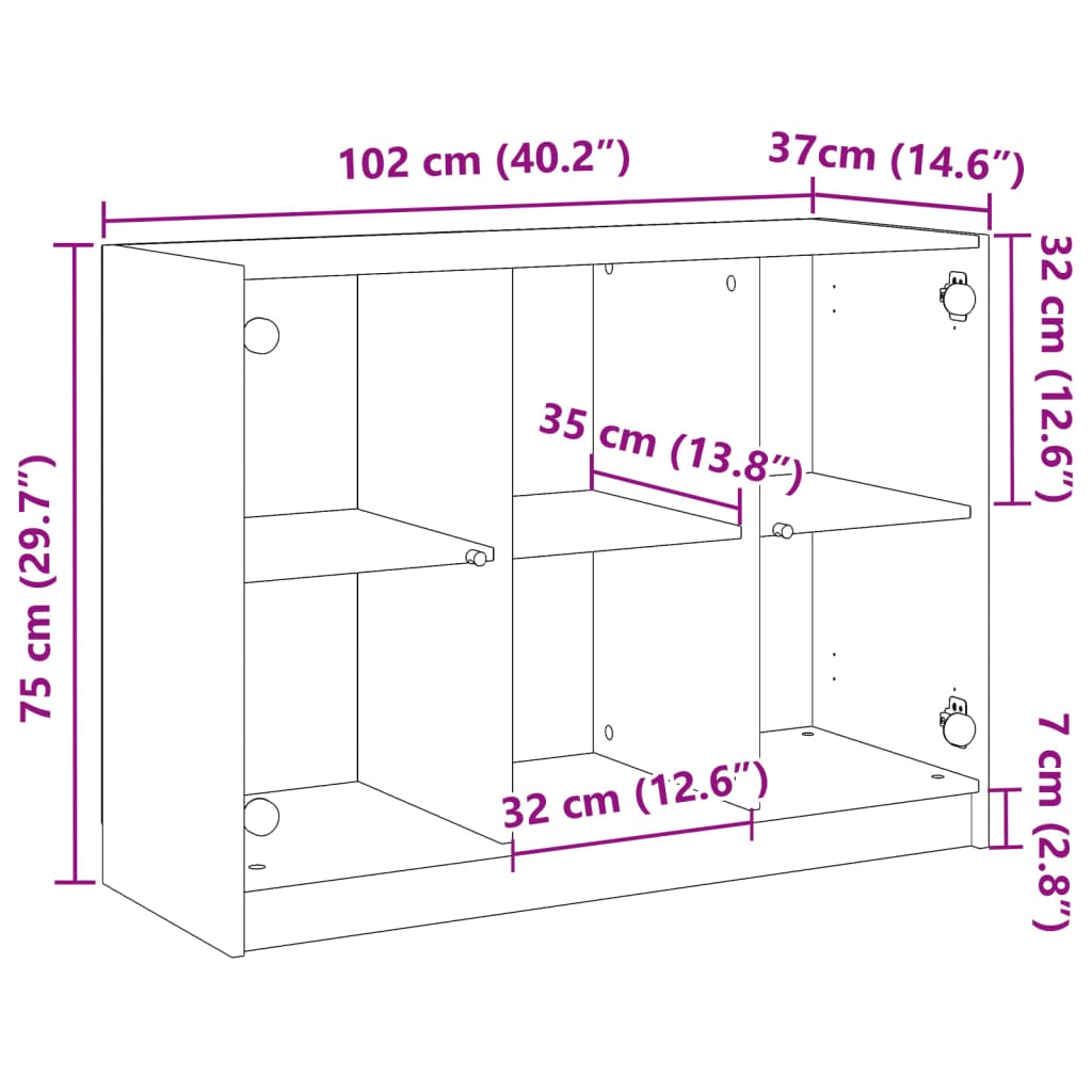 Skænk gammelt trælook 102x37x75,5 cm træmateriale