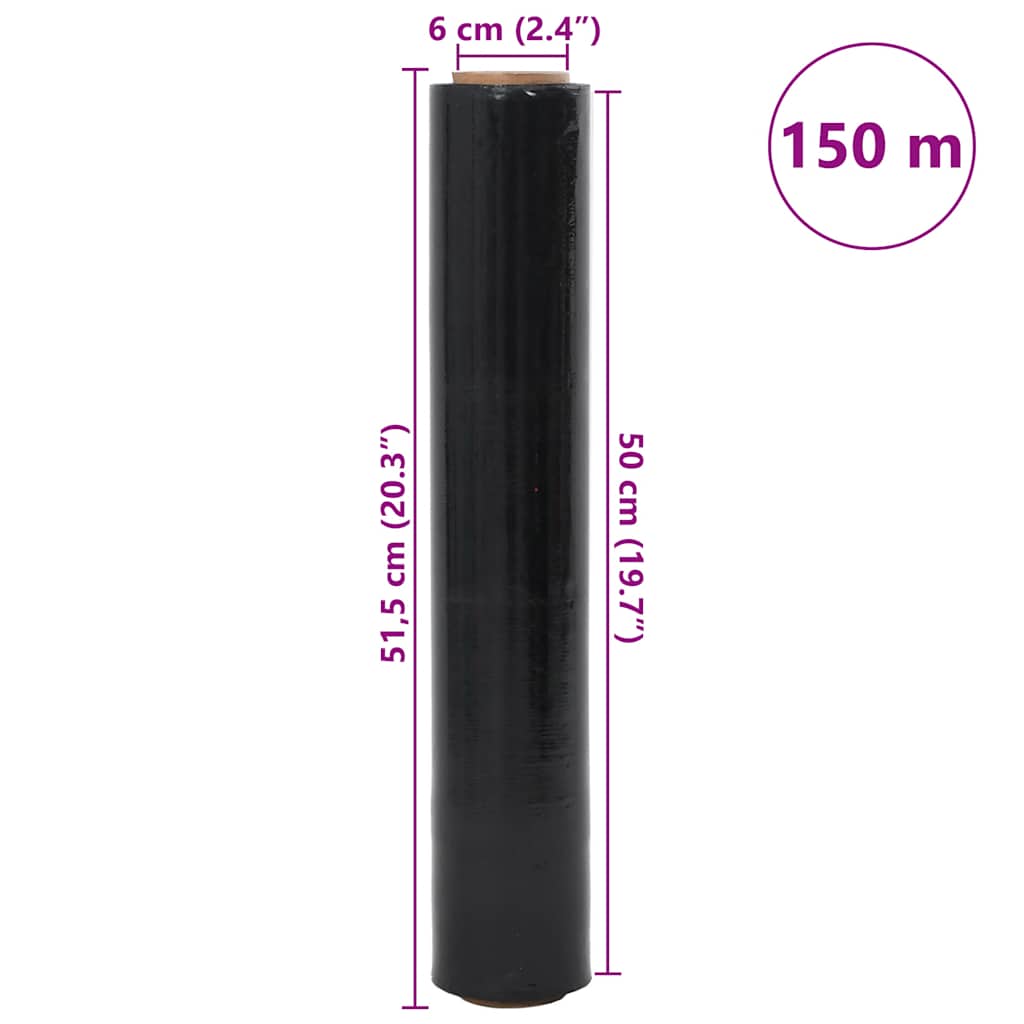 Stretchfolie 2 Stk. Schwarz 23 μm 50 cm x 150 m