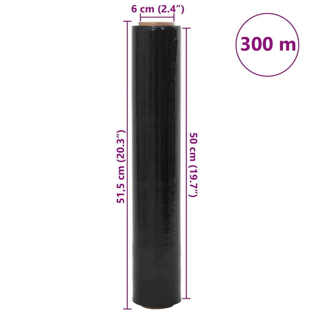 Stretchfolie 6 Stk. Schwarz 30 μm 50 cm x 300 m