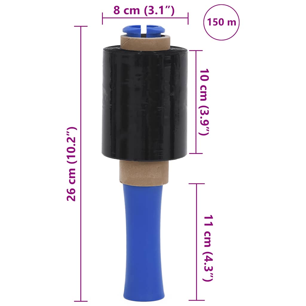 Stretchfolien 10 Stk. Schwarz 23 μm 10 cm x 150 m