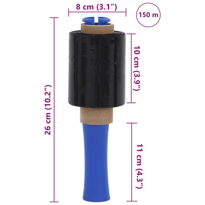 Stretchfolien 10 Stk. Schwarz 23 μm 10 cm x 150 m