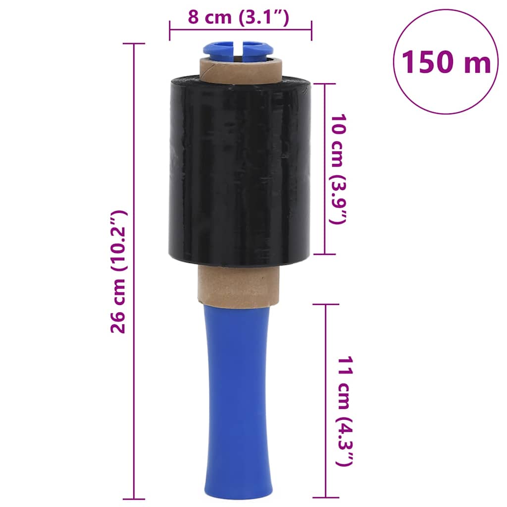 Stretchfolien 50 Stk. Schwarz 23 μm 10 cm x 150 m