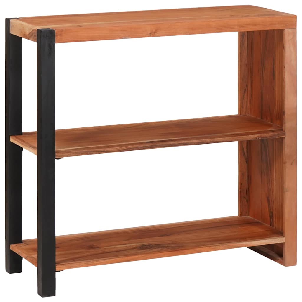Bücherregal Braun, Schwarz 80 x 30 x 75 cm Massives Akazienholz
