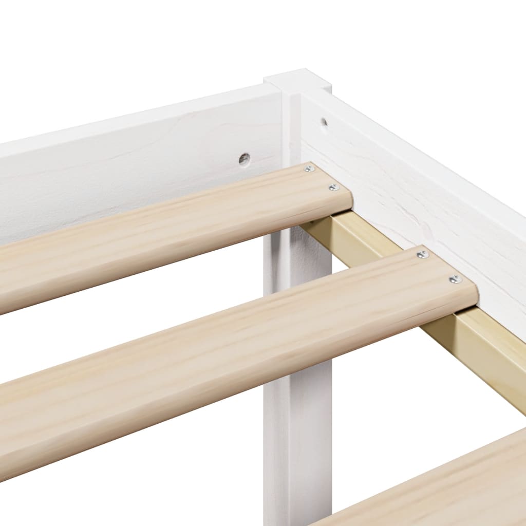 Massivholzbett mit Regal ohne Matratze Weiß 90x190 cm Kiefer