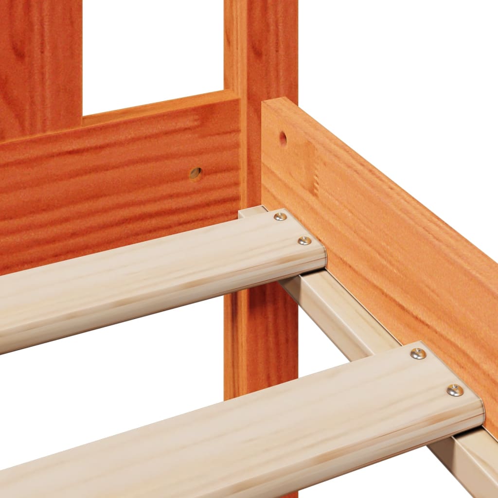 Massivholzbett mit Regal ohne Matratze Wachsbraun 180x200 cm