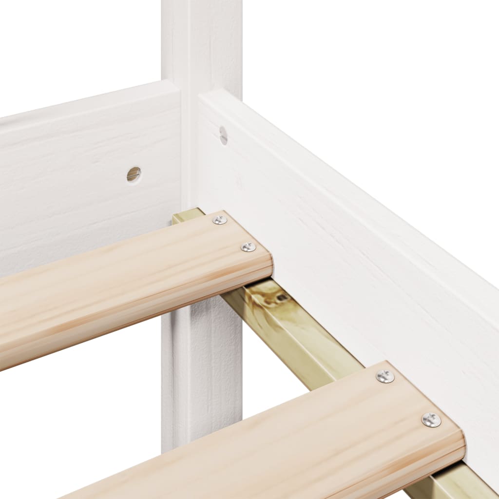 Massivholzbett mit Regal ohne Matratze Weiß 75x190 cm Kiefer