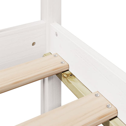 Massivholzbett mit Regal ohne Matratze Weiß 75x190 cm Kiefer