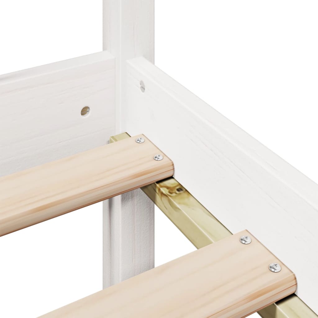 Massivholzbett mit Regal ohne Matratze Weiß 100x200 cm Kiefer