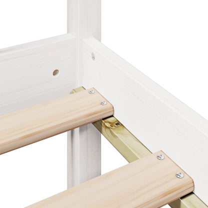 Massivholzbett mit Regal ohne Matratze Weiß 100x200 cm Kiefer