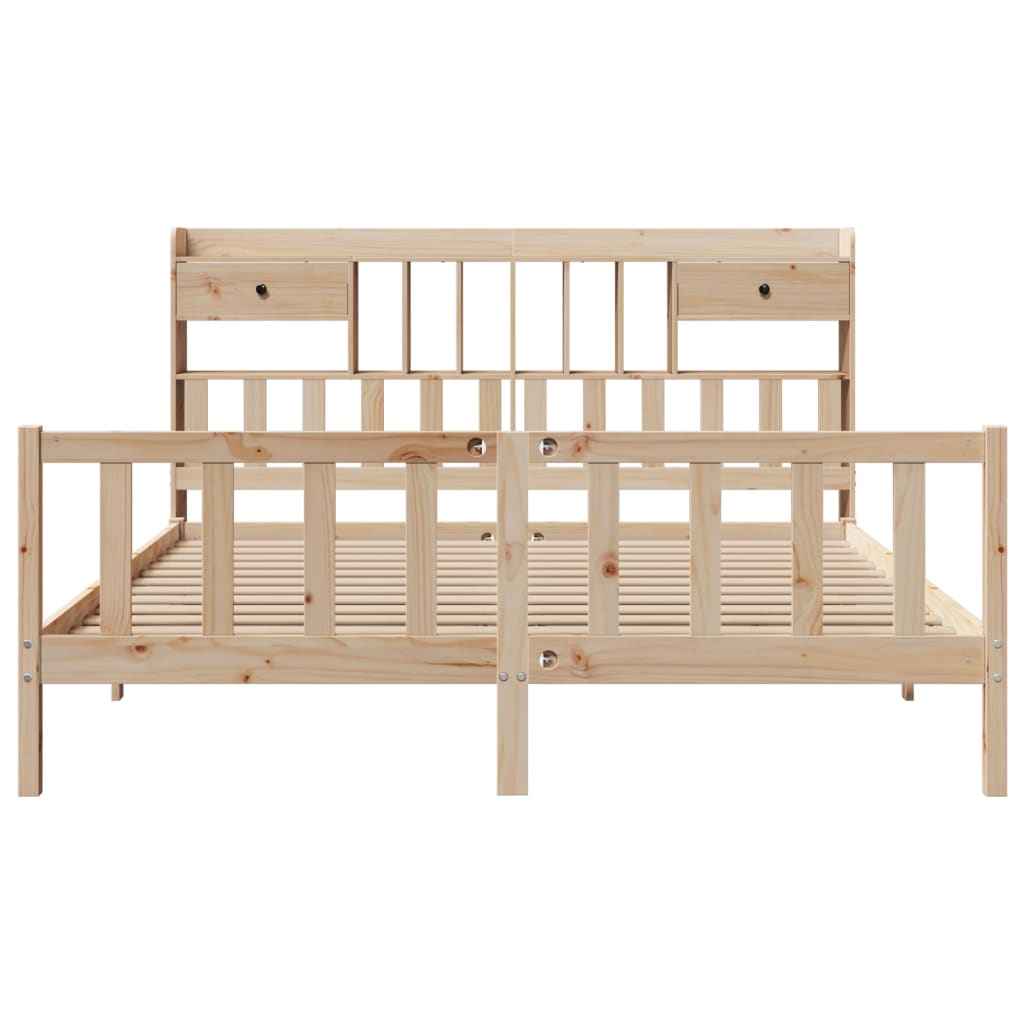 Massivholzbett mit Regal ohne Matratze 180x200 cm Kiefernholz