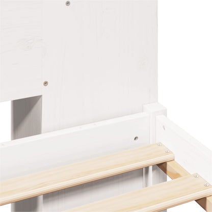 Massivholzbett mit Regal ohne Matratze Weiß 120x190 cm Kiefer