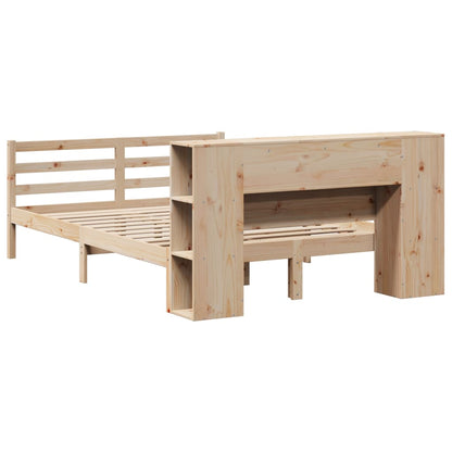 Massivholzbett mit Regal ohne Matratze 135x190 cm Kiefernholz