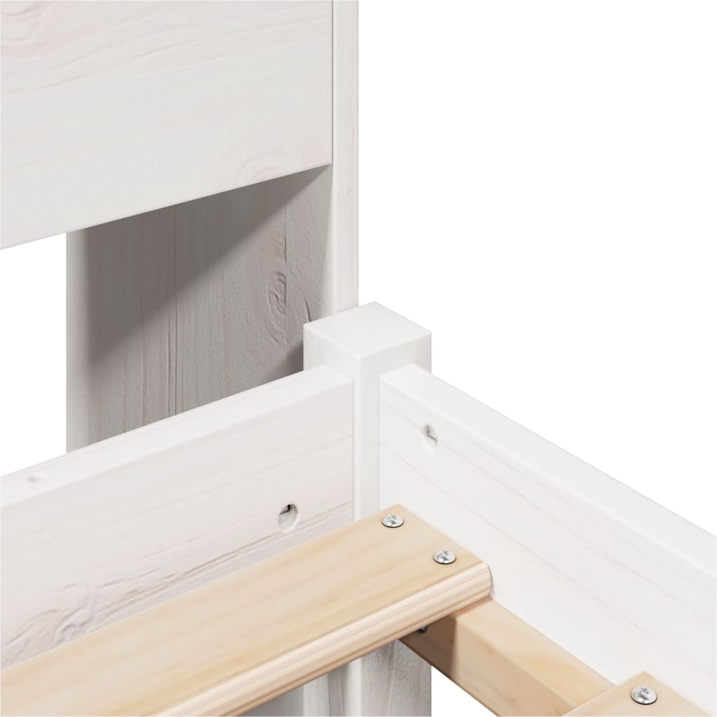 Massivholzbett mit Regal ohne Matratze Weiß 90x190 cm Kiefer