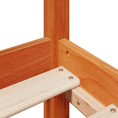 Massivholzbett mit Regal ohne Matratze Wachsbraun 75x190 cm