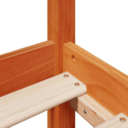 Massivholzbett mit Regal ohne Matratze Wachsbraun 75x190 cm