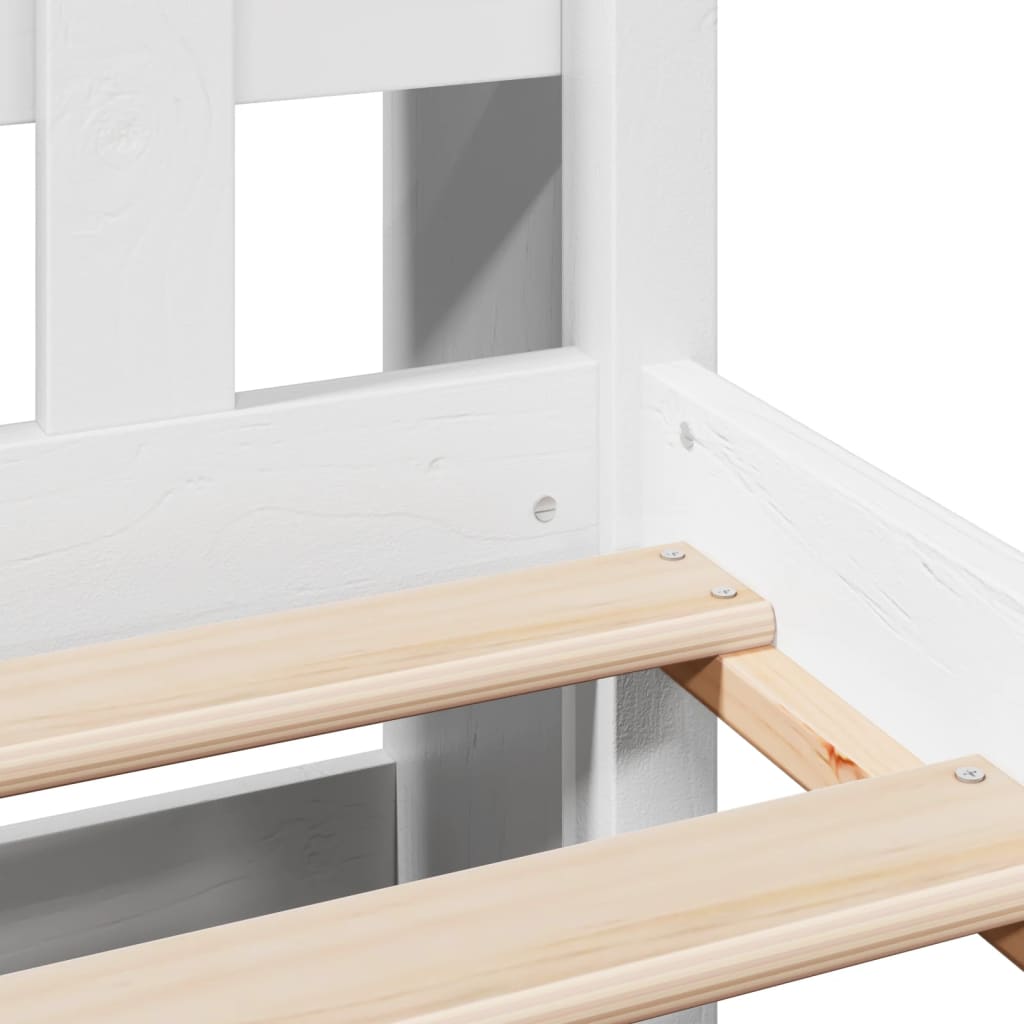 Massivholzbett mit Regal ohne Matratze Weiß 150x200 cm Kiefer