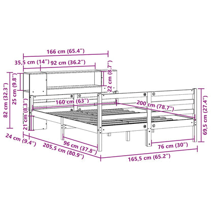 Massivholzbett mit Regal ohne Matratze 160x200 cm Kiefernholz