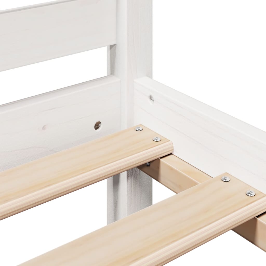 Massivholzbett mit Regal ohne Matratze Weiß 100x200 cm Kiefer